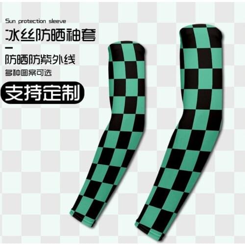 New anime kimetsu no yaiba cosplay sunscreen cuff hand sleeve summer outdoor riding driving gloves ice cold ice silk sleeve