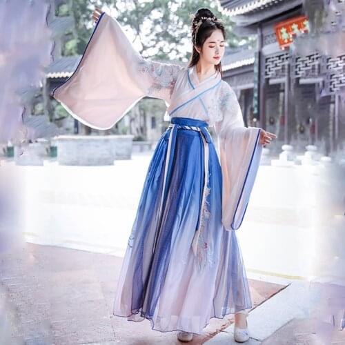 Hanfu Dress Folk Dance Costumes Hanfu Women Chinese Fairy Dress Singers Festival Rave Outfit Ladies Performance Clothing SL2814