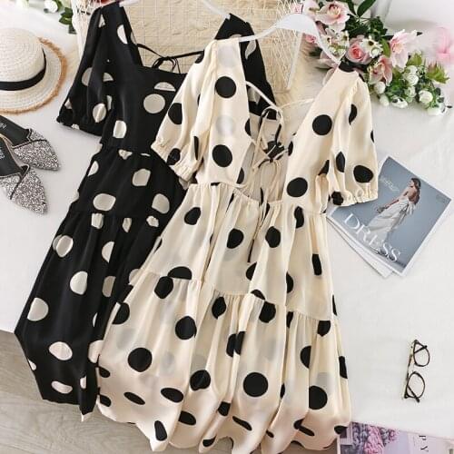 Women Summer Puff Sleeve Square Collar Bandage Strap Ruffles Chiffon Dress Elegant Lady Elastic Slim Pleated Pullover Midi Dress