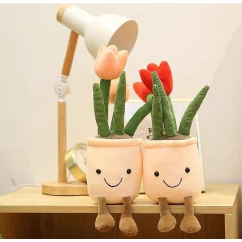 Plush Cute Flower Ornaments Kids Boys Room Shelf Decoration Flowers Fleshy Leaves Ornaments For Nursery Baby Room Decoration