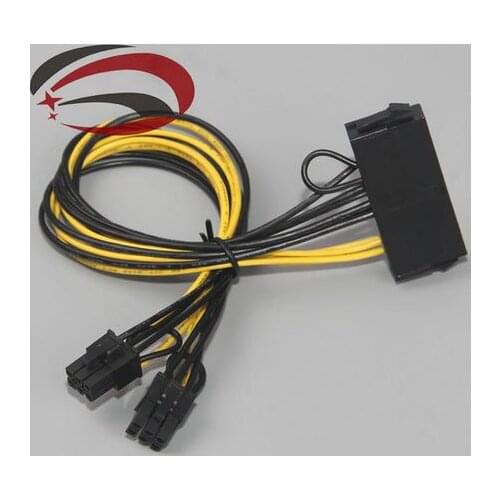 PSU ATX 18AWG 30cm 100PCS 24P Female To Dual PCI-E 6P Male Converter Adapter Power Cable Cord