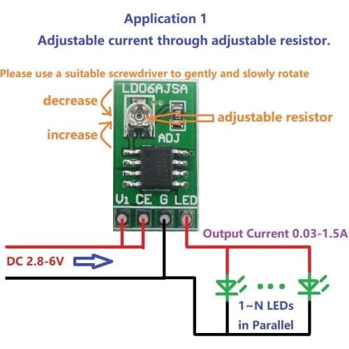 DC 3V 3.3V 3.7V 4.2v 3.2v 5V 6V Adjustable LED Driver PWM DC-DC Constant Current Converter 30-1500mA
