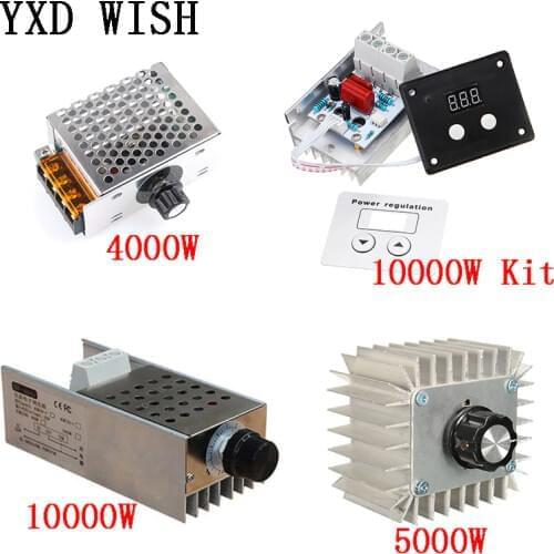 AC 220V 4000W/5000W/10000W SCR Voltage Regulator Dimming LED Dimmer Motor Speed Controller Thermostat Dimer 220 V Power Supply