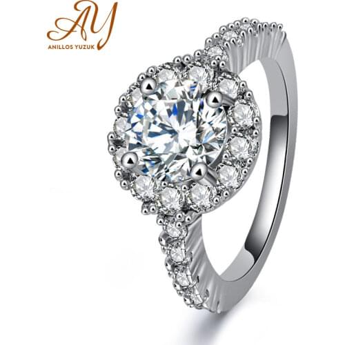 Anillos Yuzuk Silver 925 Jewelry European Style Trendy Circular Mosaic White Silver Jewelry Wedding Bands gifts Ring For Women