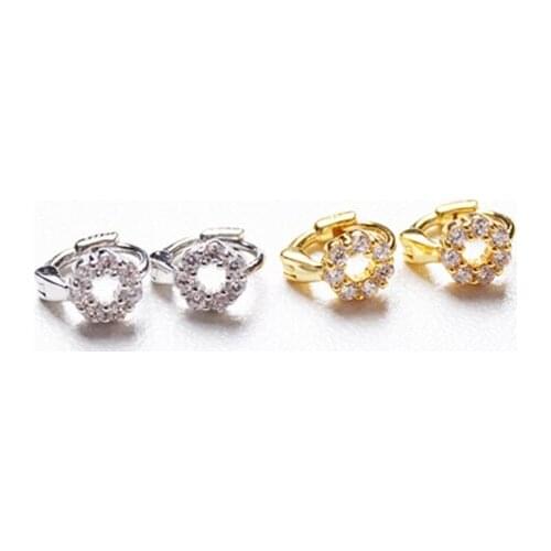 925 Sterling Silver Earring Fashion Zircon Openwork Circle Ear Ring Moon Bow Ear Bone Ear Buckle Cute Wild Trend Girl Ear Jewel