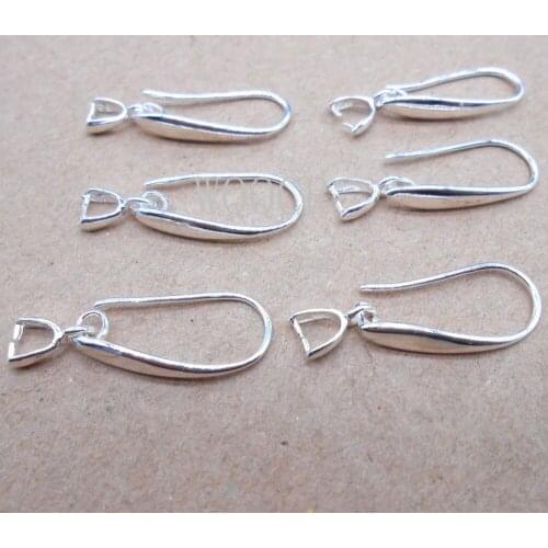 100PCS 925 Silver Smooth Irregular Circle Surface Womens Matte Ear Hook Earrings Blank Base DIY Jewelry Making Result Accessory
