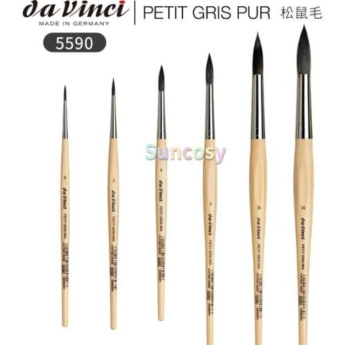 Da Vinci Watercolor Series 5590 Petit Gris Mix Paint Brush, Highly Elastic, Round Russian Blue Squirrel Hair/Synthetic Mix