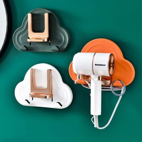 Foldable Hair Dryer Shelf Wall Mounted Hair Dryer Holder Punch Free Straightener Organizer Plastic Portable Bathroom Shelves