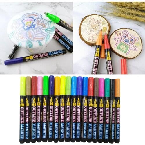 Magic Double-Line Outline Pens Highlighter Markers Painting Drawing Marker Pen