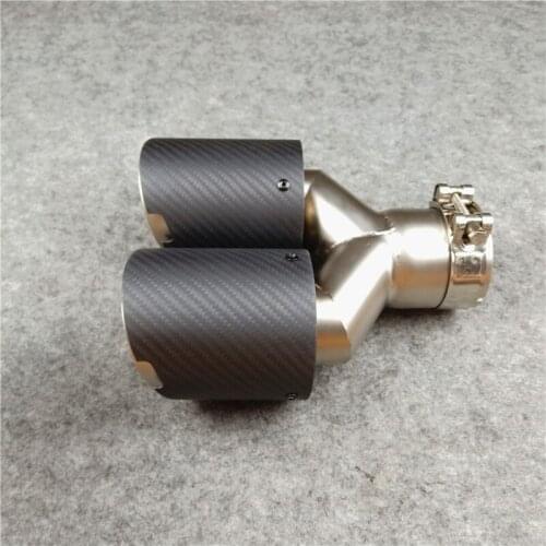 Top quality One Piece Y Model Dual Carbon Exhaust tips End Pipes For Akrapovic Carbon Muffler Tips Car Styling Matte Carbon