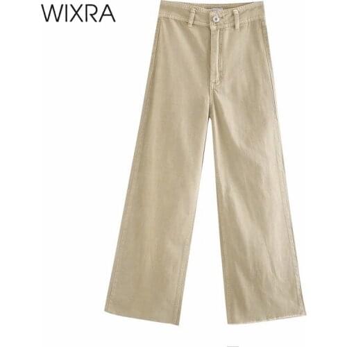 Wixra Womens Spring Summer Wide Leg Demin Flare Pants Stylish Streetwear Casual High Waist Jeans For Lady