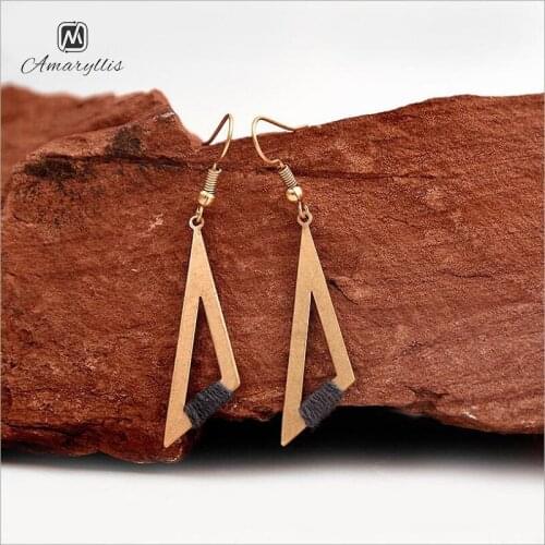 Amaiyllis Chunky Triangle Dangle Drop Earrings For Women Ethnic Thread Winding Geometrical Pendant Earrings Vintage Brinco Mujer