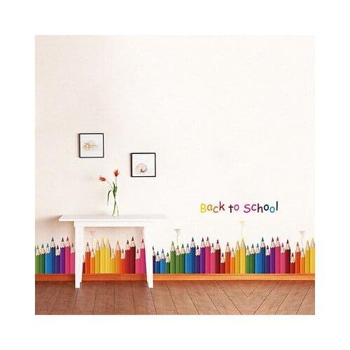 1pcs Cute Removable Colorful Pencil Wall Sticker Back To School Words Art Mural Vinyl Room Decals Wall Art Stickers 50x70cm