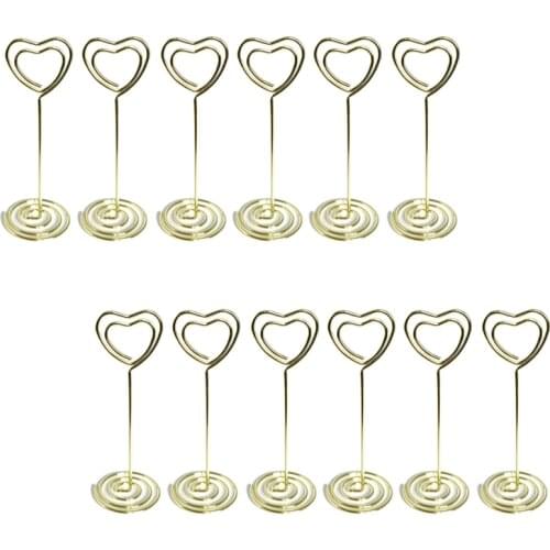 12Pcs Table Number Holder Heart Shape Photo Holder Stand Place Card Paper Menu Clips Holders Party DIY Decorations