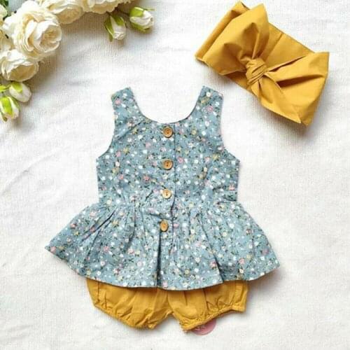 Pudcoco 2020 Toddler Baby Girl Summer Clothes Floral Tops Dress +Shorts 3PCS Outfits 0-24M