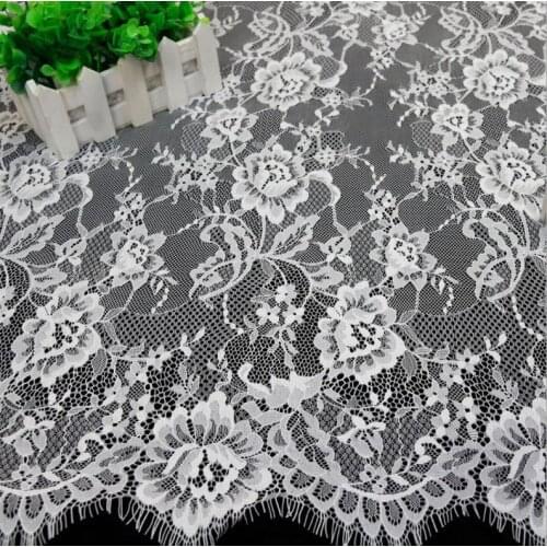 3 Yards Rose Lace Fabric French Chantilly Fabric In Off White/Black for Dress Decor, Bodice, Sexy Underwear