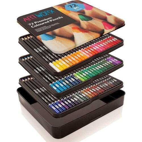 72 Premium Colored pencils / color pencil set iron box/ painting stationery set / art supplies/ high quality art pencil