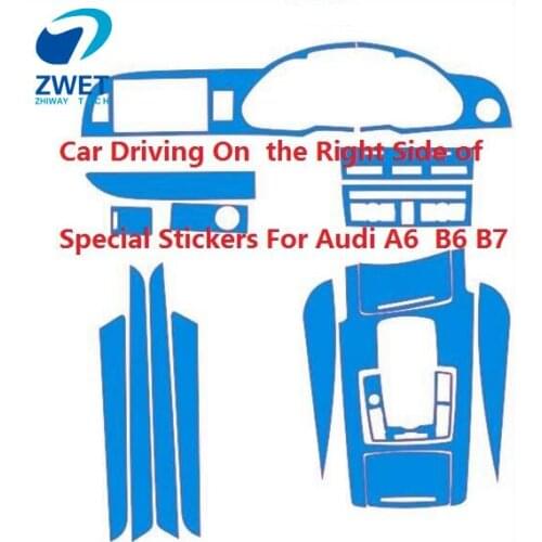 ZWET Car a6 sticker Driving On the Right Side of Special Stickers For Audi A6 B6 B7 carbon fiber sticker For A6