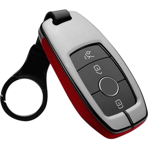 Metal leather Car Key Cover Case For Benz W203 W204 W211 CLK C180 E200 AMG C E S Class Smart Remote Cover Protector Bag Holder