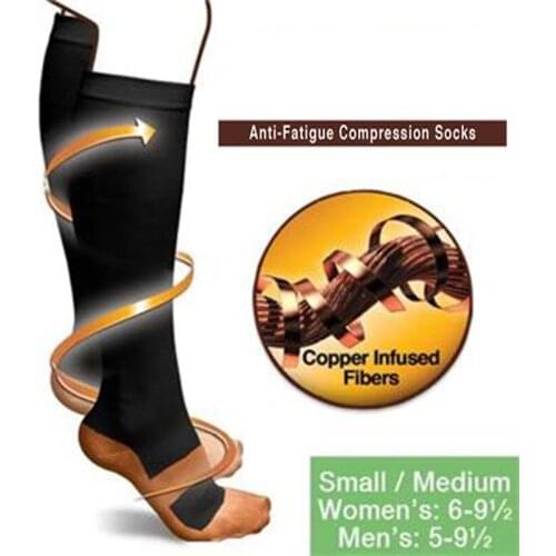 Unisex Anti-Fatigue Compression Sock Miracle Copper Toot Pain Relief Anti Fatigue Magic Socks Support Knee High Stocking BC0133