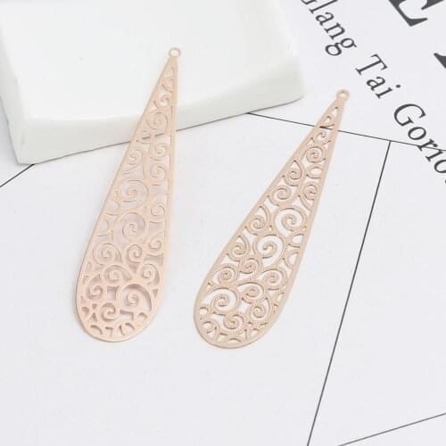 DoreenBeads 10 PCs Fashion Copper Pendants Gold Drop Flower Filigree Stamping Jewelry DIY Findings Accessories Components