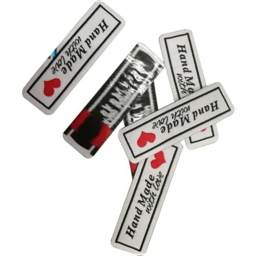 Hand Made With Love Iron On Clothing Labels For Clothes Garment Tags With Love Heart Handmade Sewing Fabric Label For Love Gift