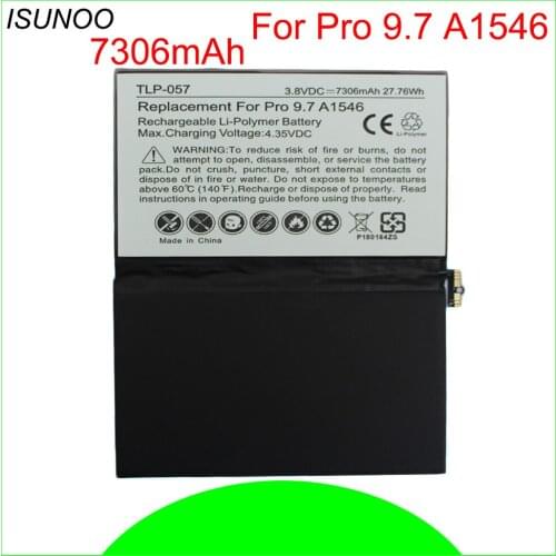 ISUNOO 2pcs/lot Brand New Real capacity 7306mAh A1664 Replacement Battery For ipad pro 9.7 inch A1673 A1674 A1675 battery