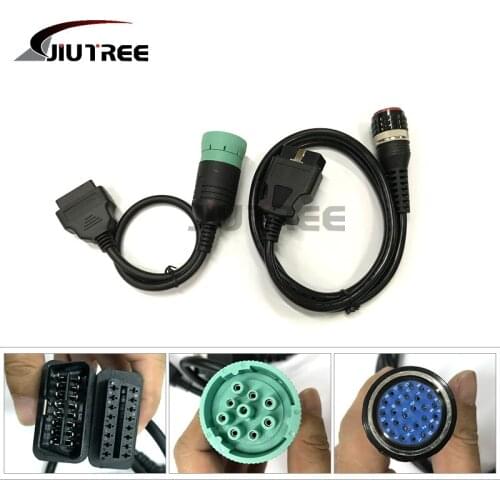 JIUTREE OBDII construction Equipment diagnostic tool for volvo vocom 88890300 9pin with 16 pin diagnostic cable