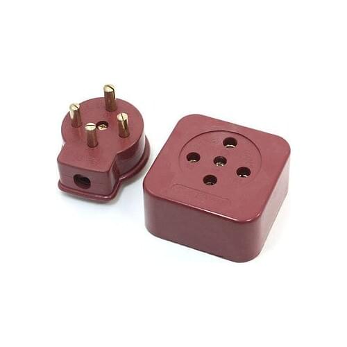 Brick Red Round Pin 3 Phase 4 Wire 3P4W Industrial Socket Plug Set 16A/25A/32A AC 440V 1 SET