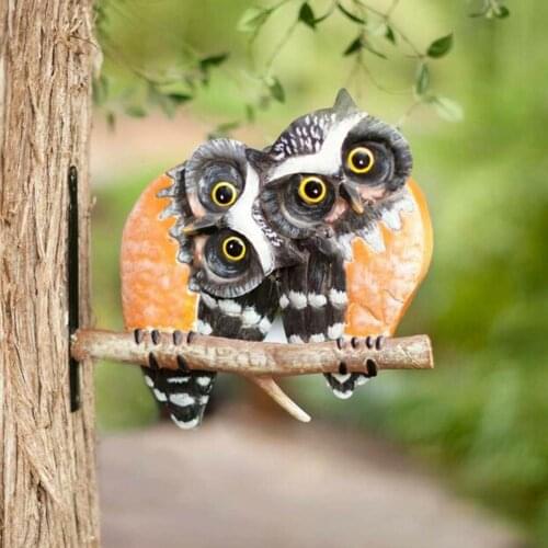 Creative Metal Owls On Branch Wall Art Outdoor Iron Art Hanging Ornaments For Shelf Yard Garden Decoration