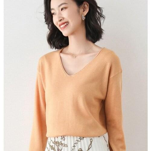 MRMT 2021 Brand New Autumn Long-Sleeve Knitwear Womens Loose V-neck Bottoming Shirt Sweater Womens Shirt Tops For Female