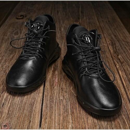 BOOTS mens MEN work boots Winter military boot moccasins motorcycle mens chelsea army shoes dress coturno Moccasins black home