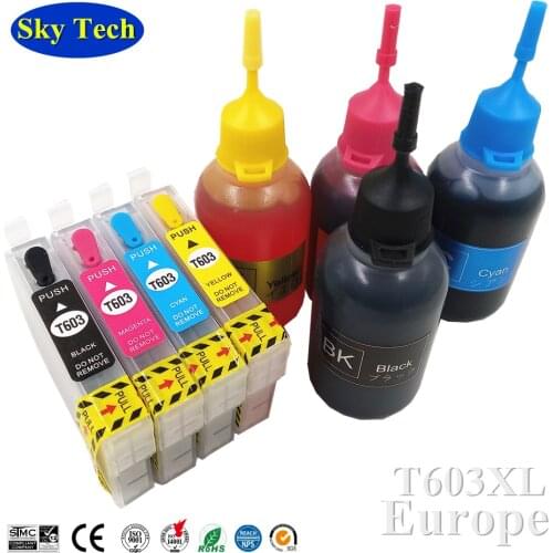 T603XL T603 603 Refillable Cartridge With ARC , For Epson XP-2100 XP-2105 XP-3100 XP-3105 XP-4100 XP-4105 WF-2810 WF-2850