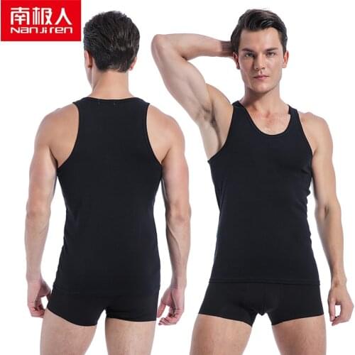 NANJIREN Mans Cotton Solid Seamless Underwear Brand Clothing Mens Sleeveless Tank Vest Comfortable Undershirt Undershirts 2/pcs