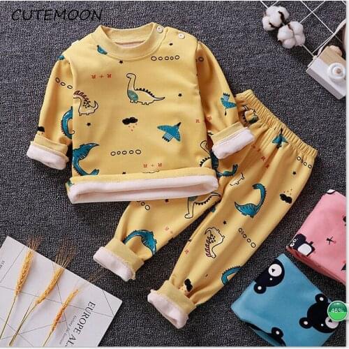 Baby Girl Clothes Outfits Autumn Winter Fleece Pajamas Set For Baby Girls Toddler Cartoon Tops + Pants Set Baby Girl Clothing