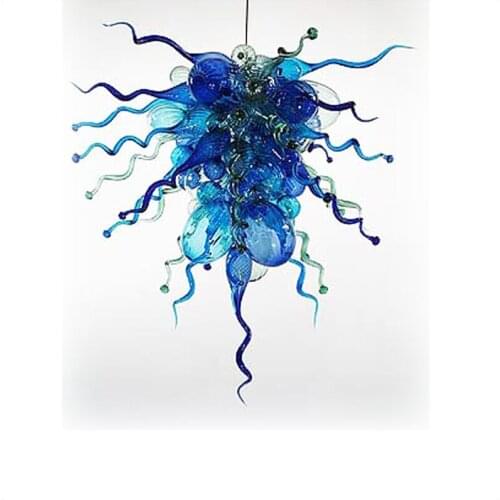 Hotel Big French Vintage Chandelier Top Design Colored Hand Blown Glass Chain Chandelier Led Light