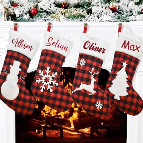 Personalized Christmas And New Year Decorations for Home Xmas Christmas Stockings Elk Christmas Stocking Socks Gift Bags Holder
