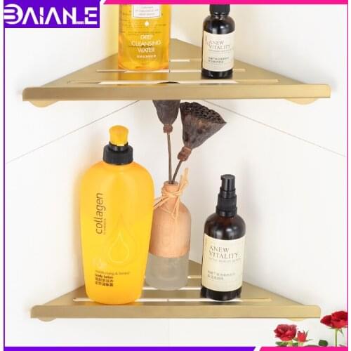 Bathroom Shelf Organizer Corner Brushed Stainless Steel Bathroom Shelves Shower Storage Rack Wall Mounted Toilet Shampoo Shelf