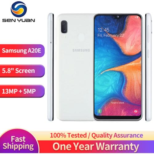 Unlocked Original Samsung Galaxy A20e 4G LTE Mobile Phone 5.8'' 3GB+32GB Dual Camera Exynos 7884 Android Smartphone Cell Phone