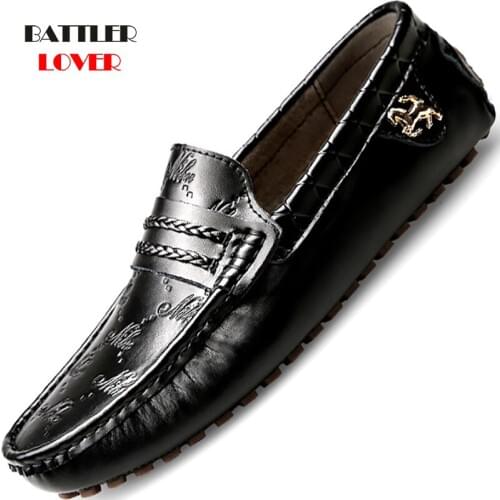 Size 37-49 Men Casual Shoes Fashion Man Shoes Genuine Leather Men Loafers Moccasins Slip On Mens Flats Male Driving Shoes Lazy