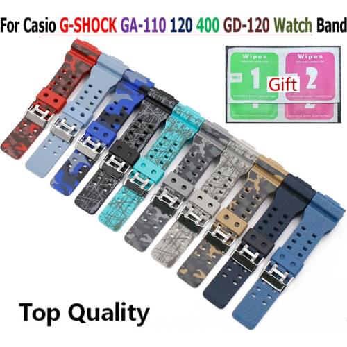 Top Quality For G-SHOCK GA-110 120 400 GD-120 Watch Band rubber strap Camouflage Watchband Wrist For Casio GA-110 Bracelet Belt