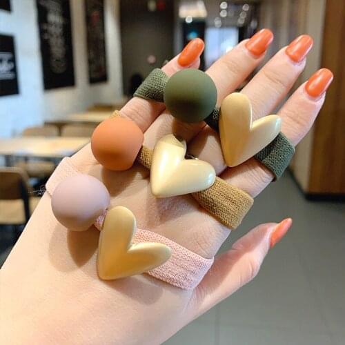 Korea Colorful Geometric Heart Elastic Hair Bands Rubber Band Hair Accessories For Girls Hair Ties Gum for Hair