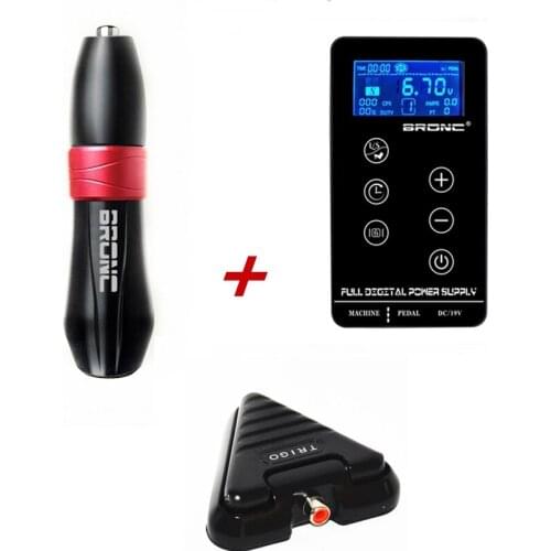 Original Bronc-V10 Tattoo Rotary Pen Machine Swiss Motor With 2.5A Touch Screen Tattoo Power Kit For Tattoo Free Shipping