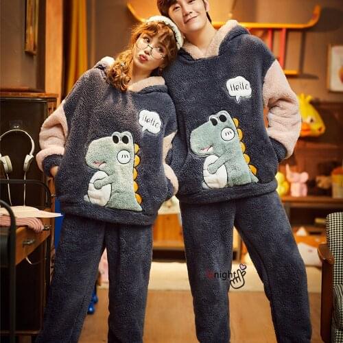 5XL Large Size Family Pajamas Winter Male Pajamas Women Anime Pajamas Cartoon Soft Thick Flannel for Sleep Kigurumi for Lover