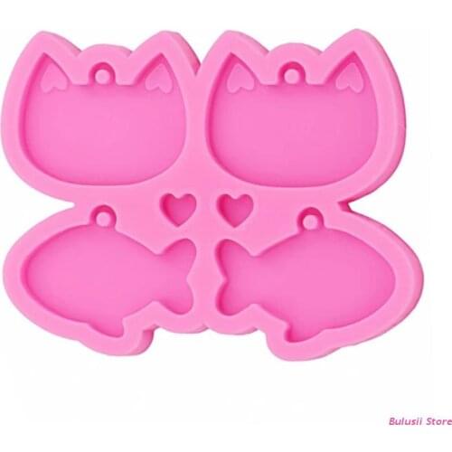 Cat Head Fish Earrings Handmade Silicone Mold Keychain Ornaments for Decoration AXYD