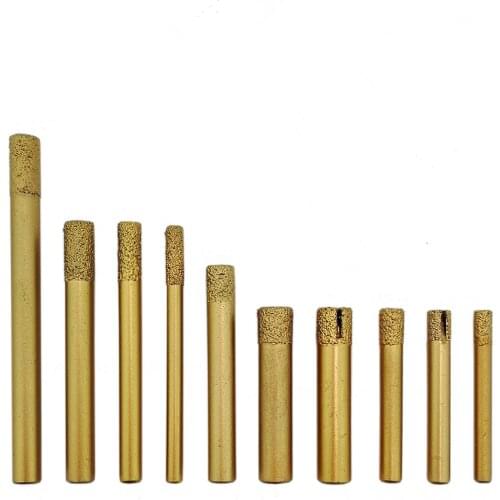 SHDIATOOL 10pcs 3D Vacuum Brazed Diamond CNC Flat-end Straight Knife Engraving Bits Stone Carving Tools, Diamond Burrs, End Mill