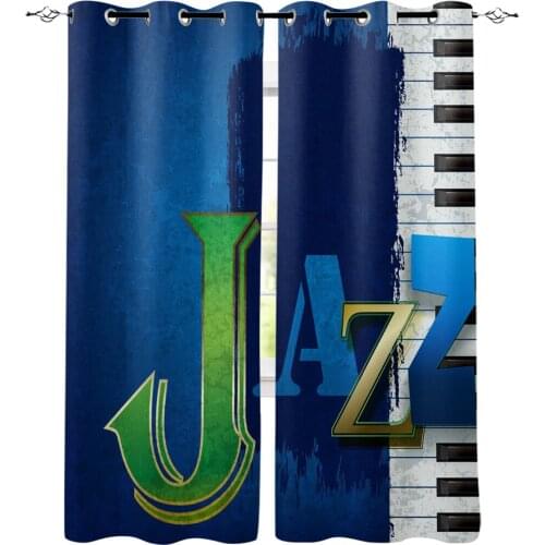 Piano Jazz Music Art Keys Octave Tune Printed Window Curtains Living Room Bedroom Curtains Polyester Cloth Home Decor