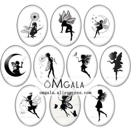 Cartoon butterfly girls princesse 10pcs mixed 13x18mm/18x25mm/30x40mm Oval photo glass cabochon flat back Making findings