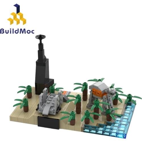 Buildmoc Star Movies Series City Micro Scarif Planet 20th Anniversary Edition Death Star Research Station Building Blocks Toys