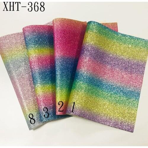 Dark Matte Rainbow Iridescent Design Colorful Shiny Fine Glitter Faux Leather Printed Fabric Sheet for Shoe/Bag/DIY Accessories